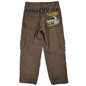 Vintage JNCO Baggy Cargo Pants Size 33x32 Skull Patch Thrashed Distressed Y2K